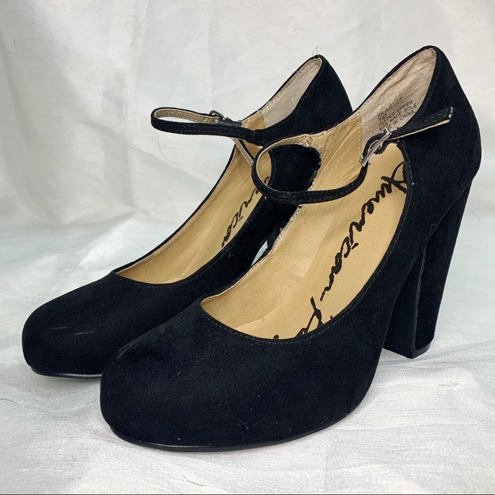 American Rag Black Faux Suede Block Heels